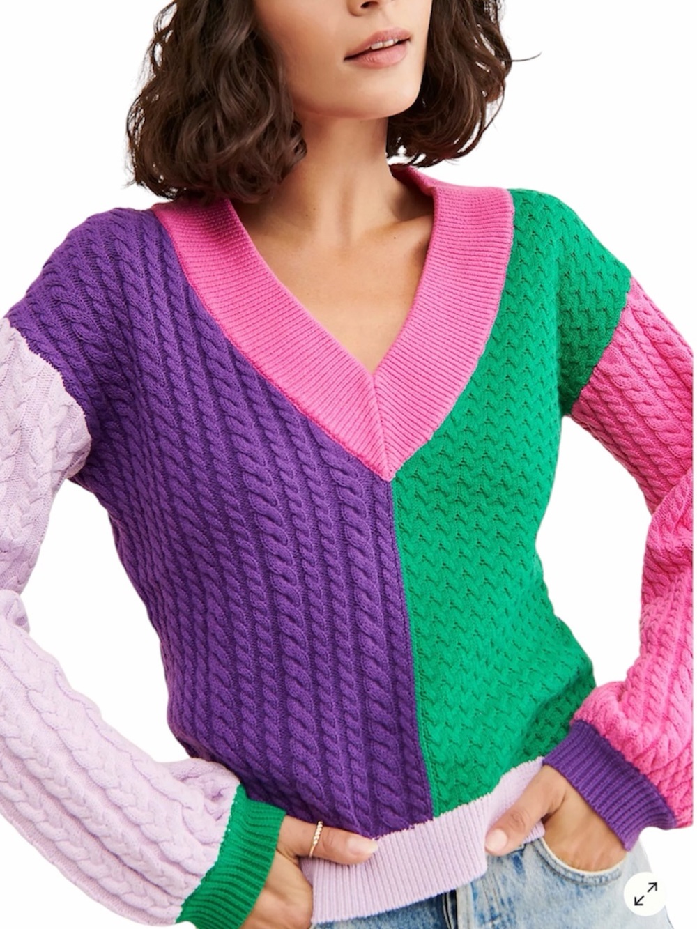 Olivia Rubin Delilah Colorblock Cable Knit Sweater size S